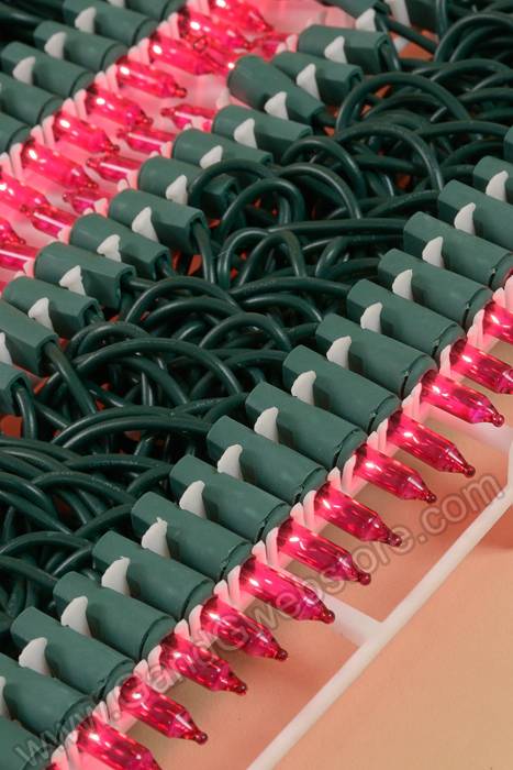 32ft Super Bright Set/100 Lights Pink/green Wire
