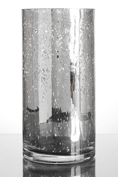 5&quot; X 10&quot; Mercury Glass Cylinder Vase Silver