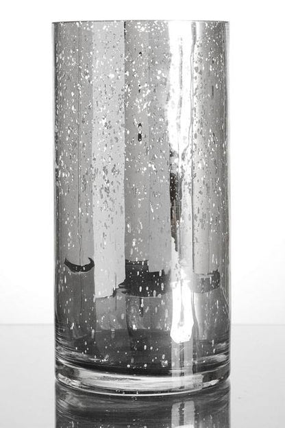 5" X 10" Mercury Glass Cylinder Vase Silver
