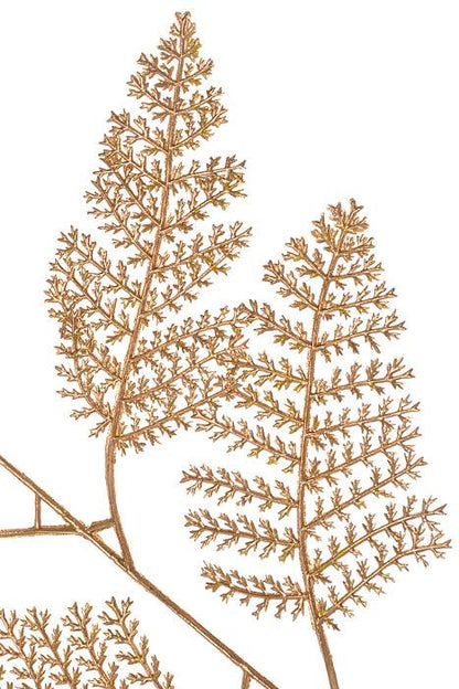 30" Metallic Lace Leaf Spray Gold