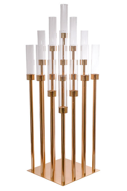 Metal Candle Holder With Glass Gold 16/Lite