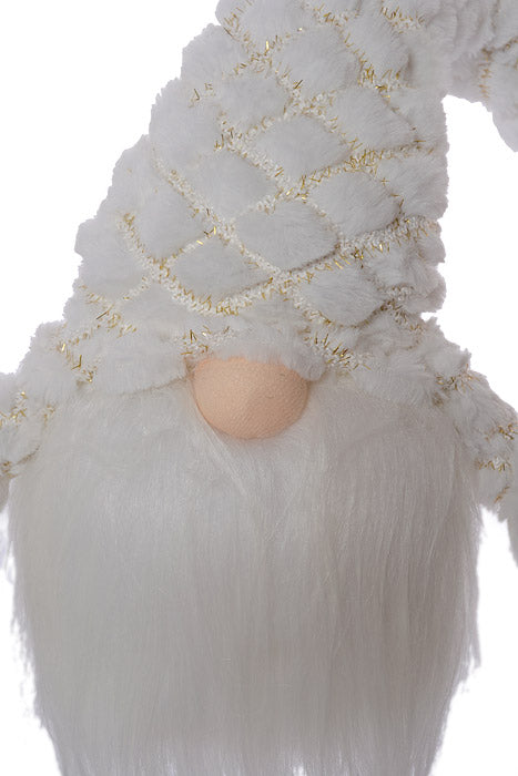 31" Standing Gnome With Retractable Legs White/Gold