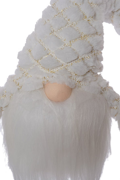 31" Standing Gnome With Retractable Legs White/Gold
