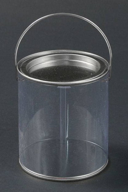 4.5" X 4" Round Container W/wire Handle Clear/silver Pkg/6