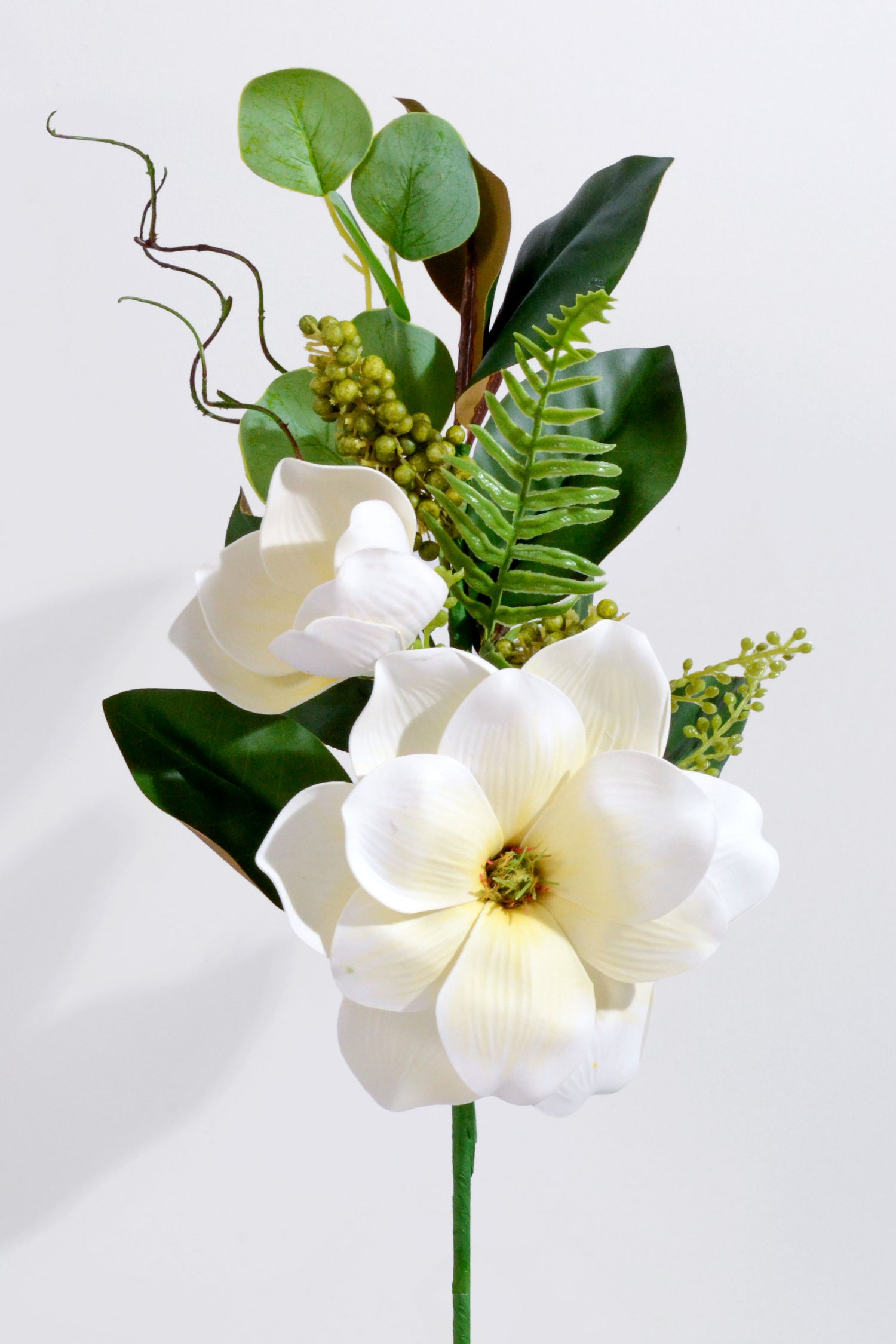 26" Artificial Magnolia Leaf Spray Green/White