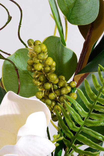 26" Artificial Magnolia Leaf Spray Green/White