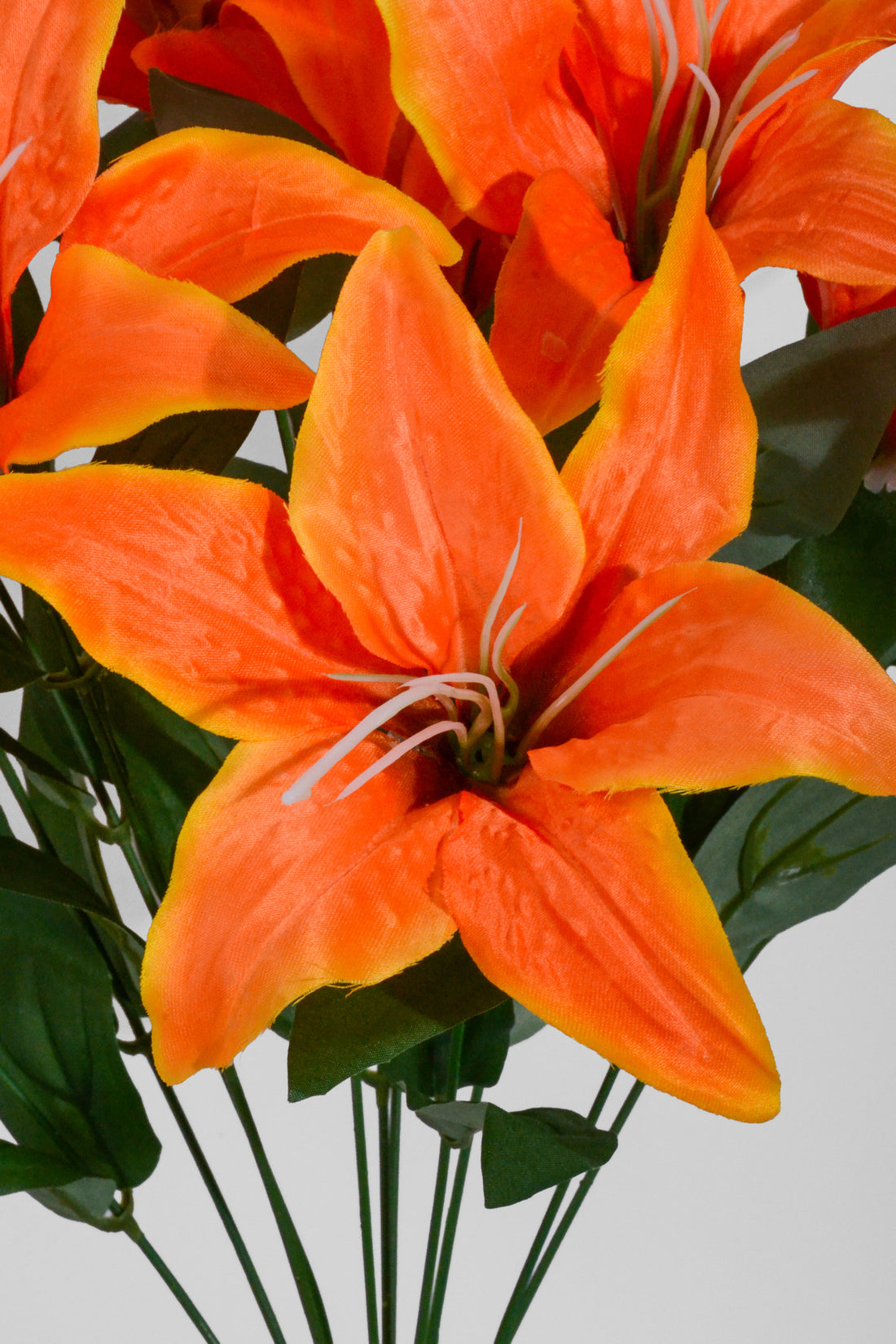 19" Silk Tiger Lily Bush Orange