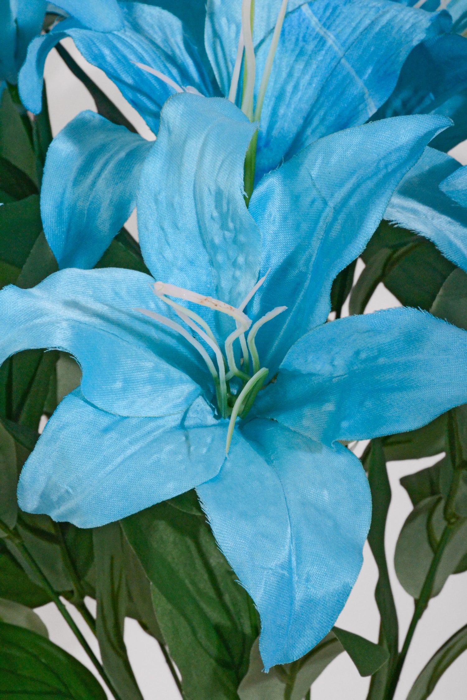 19" Silk Tiger Lily Bush Turquoise