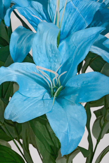 19" Silk Tiger Lily Bush Turquoise