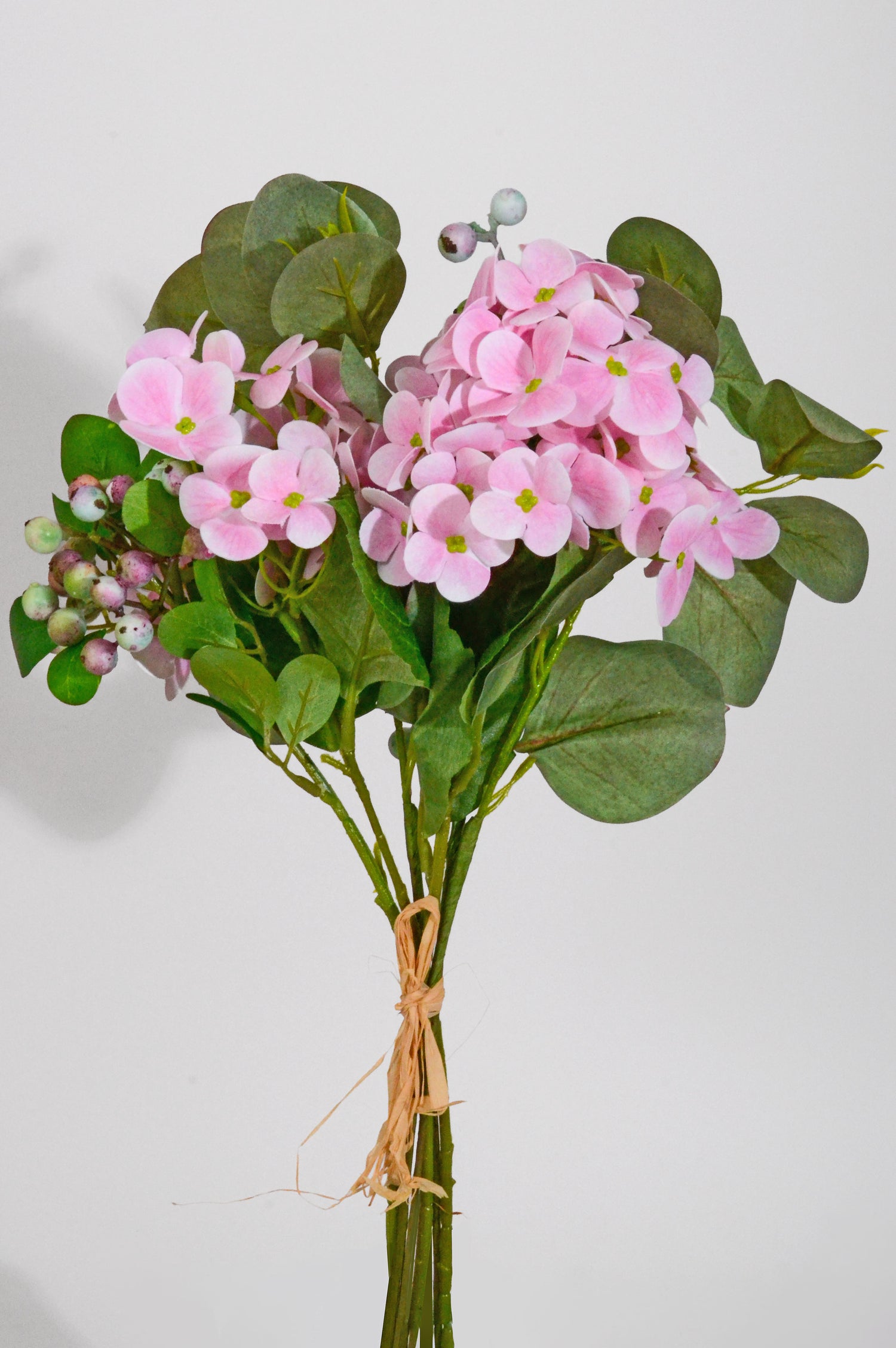 16.5" Artificial Hydrangea/Eucalyptus Bouquet Lt Pink