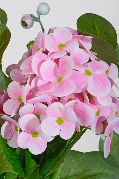 16.5" Artificial Hydrangea/Eucalyptus Bouquet Lt Pink