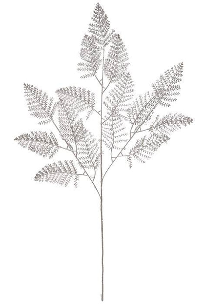 30" Metallic Lace Leaf Spray Silver