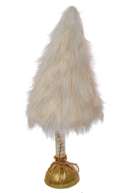 27" Xmas Cone Tree White/Gold