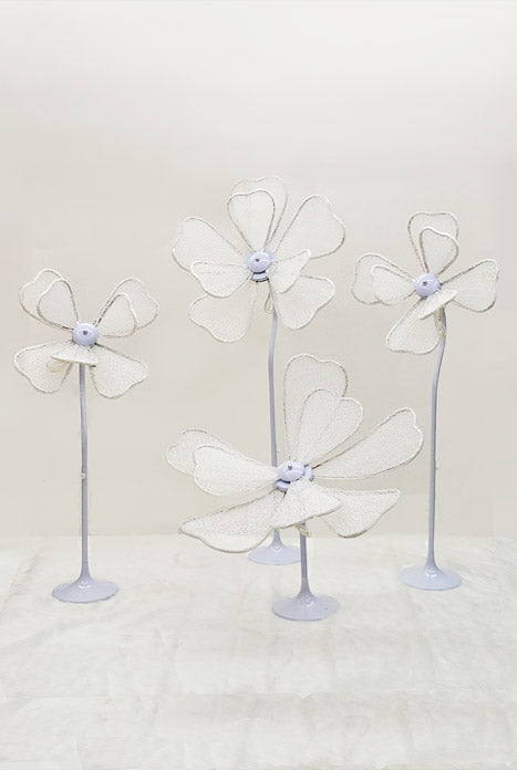 Lamp Flower Stand White Set/4