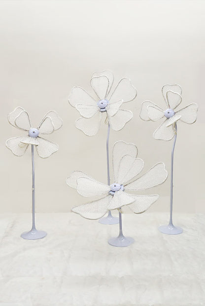 Lamp Flower Stand White Set/4