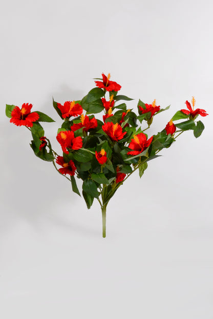 21" Uv Silk Hanging Hibiscus Plant Red