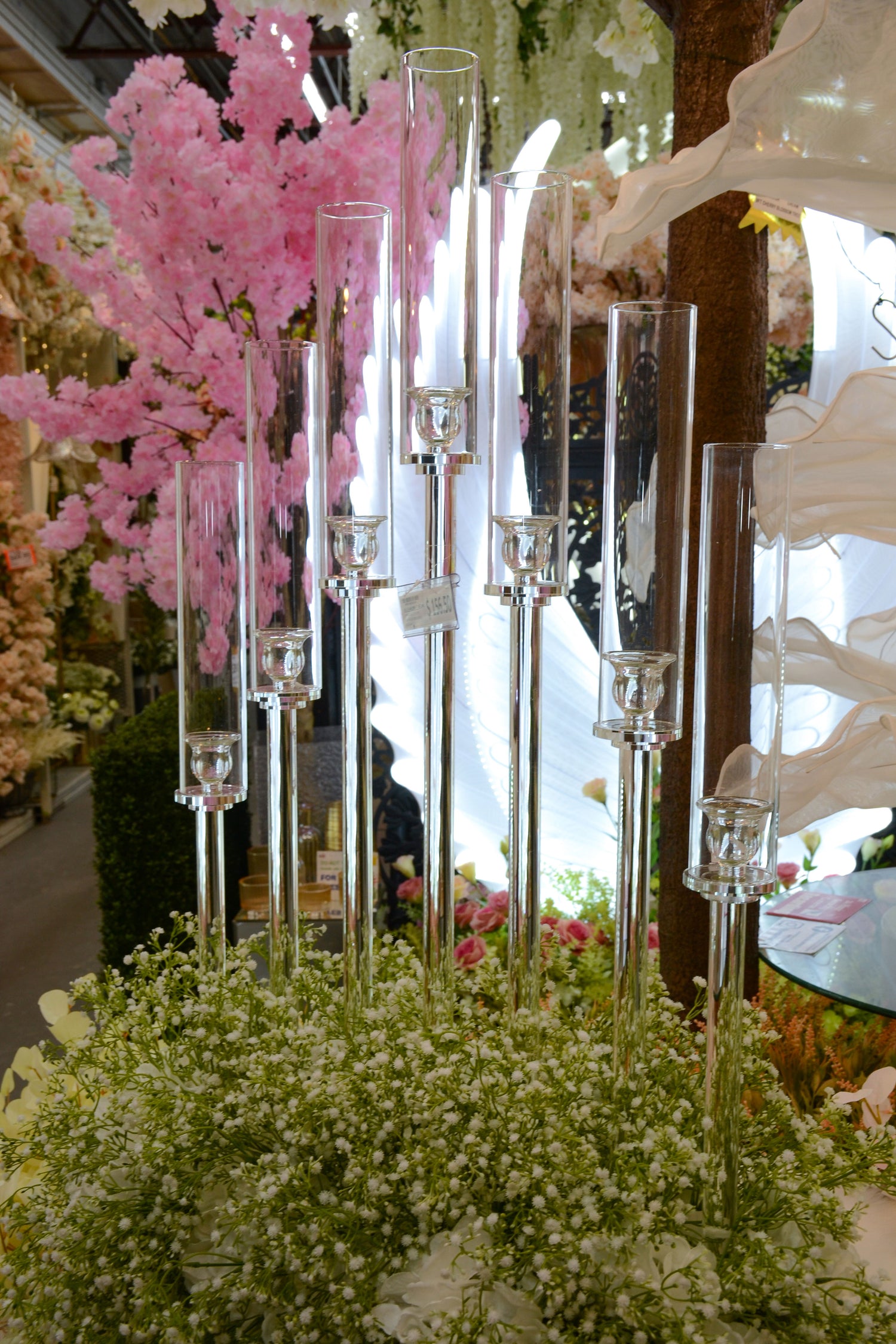 37" Crystal 7-Lite Candle Holder clear