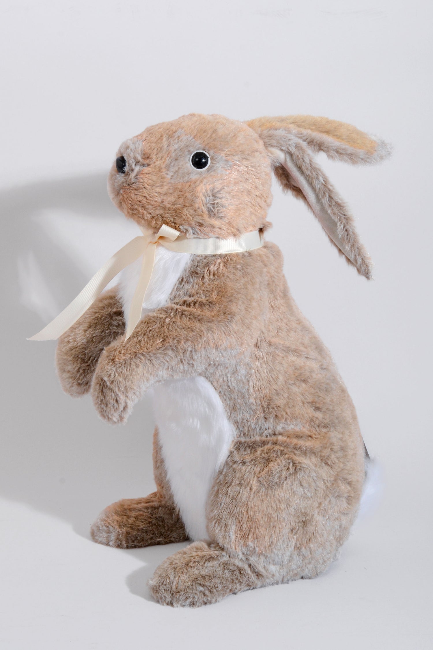 17" Faux Fur Standing Bunny Natural