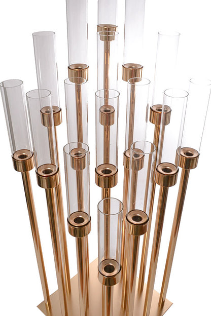 Metal Candle Holder With Glass Gold 16/Lite