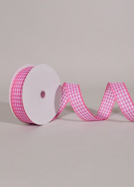 1.5" X 50Yds Wired Vintage Check Ribbon Fuchsia
