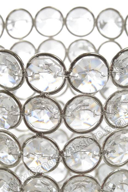 4&quot; X 5.75&quot; Crystal Bead Cylinder Candle Holder Silver