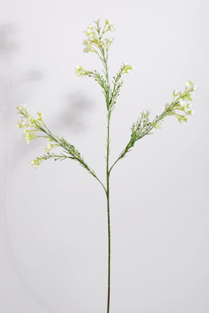 27" Silk Waxflower Spray Cream/White
