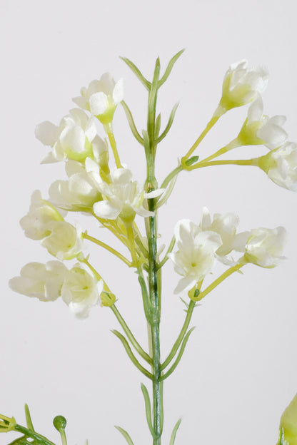 27" Silk Waxflower Spray Cream/White