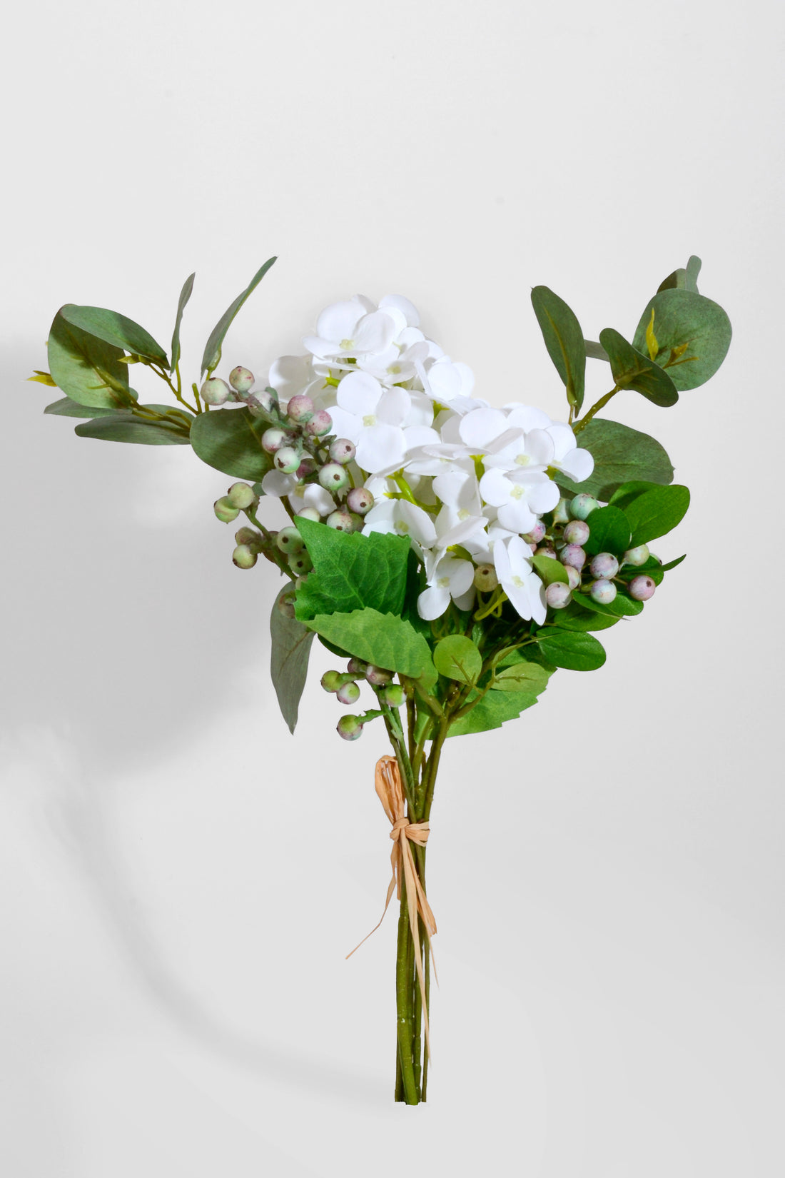 16.5" Artificial Hydrangea/Eucalyptus Bouquet White