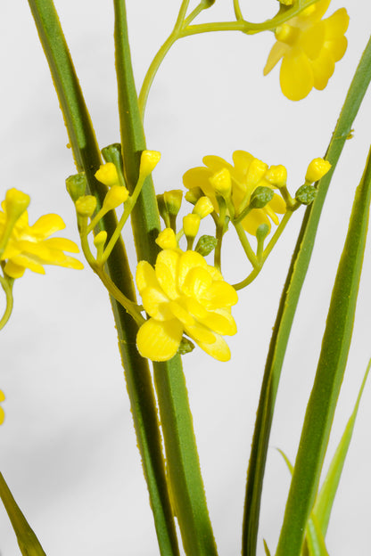 26" Artificial Grass Bush W/Flower Yellow