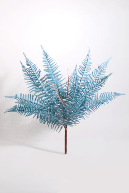 25" Artificial Fern Bush Blue