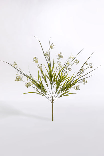 26" Artificial Grass Bush W/Flower White