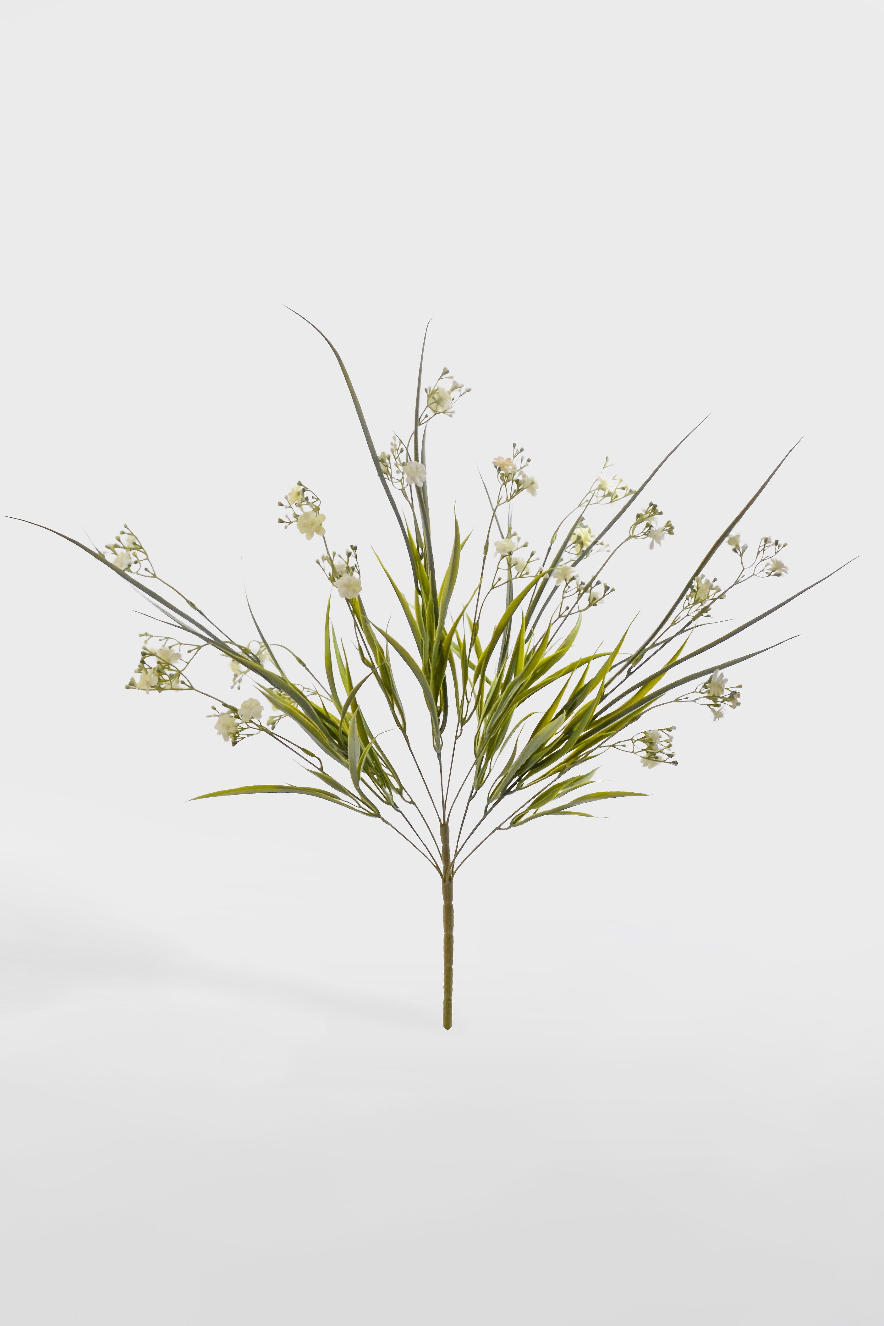 26" Artificial Grass Bush W/Flower White