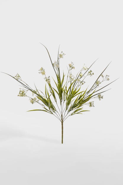 26" Artificial Grass Bush W/Flower White