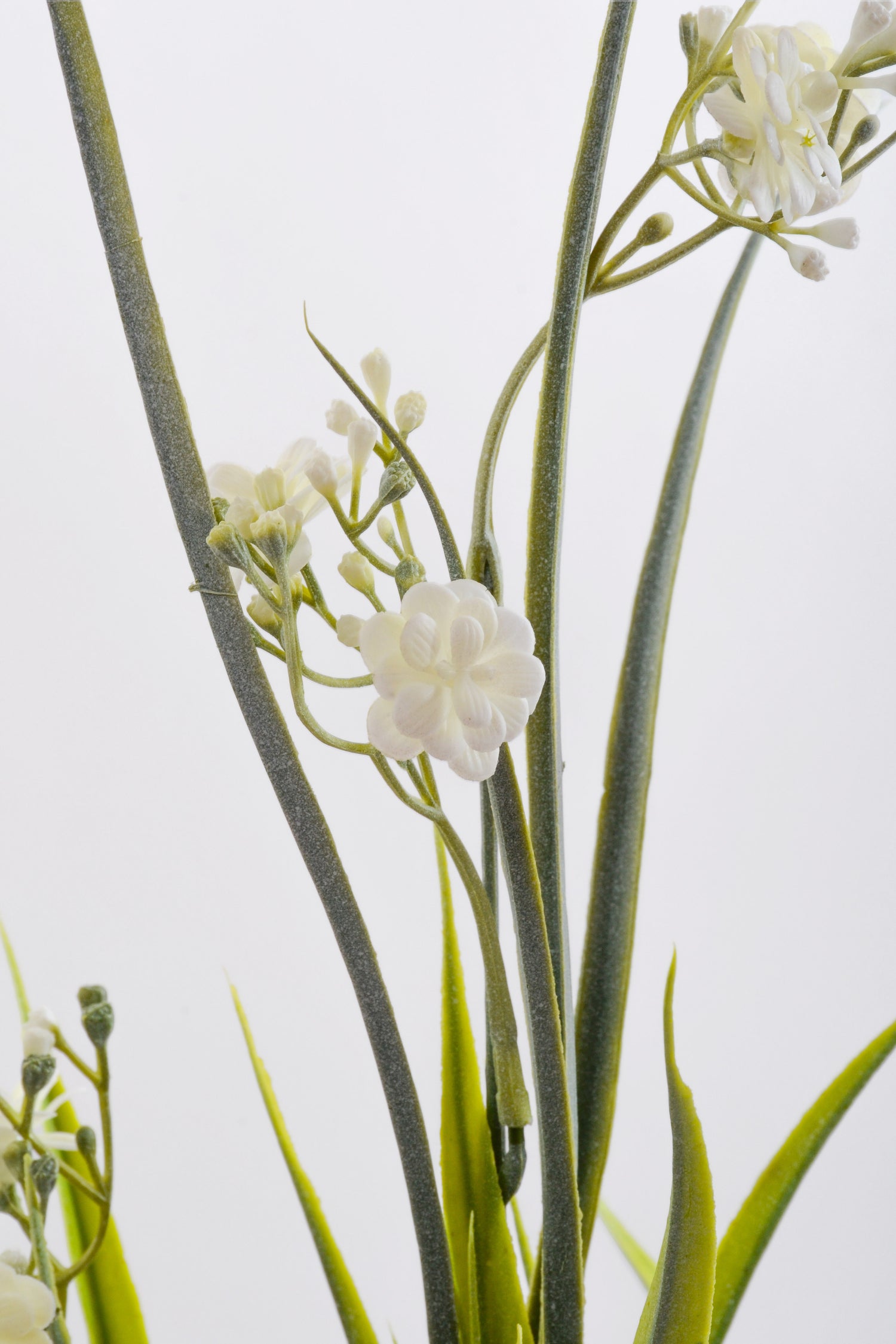 26" Artificial Grass Bush W/Flower White