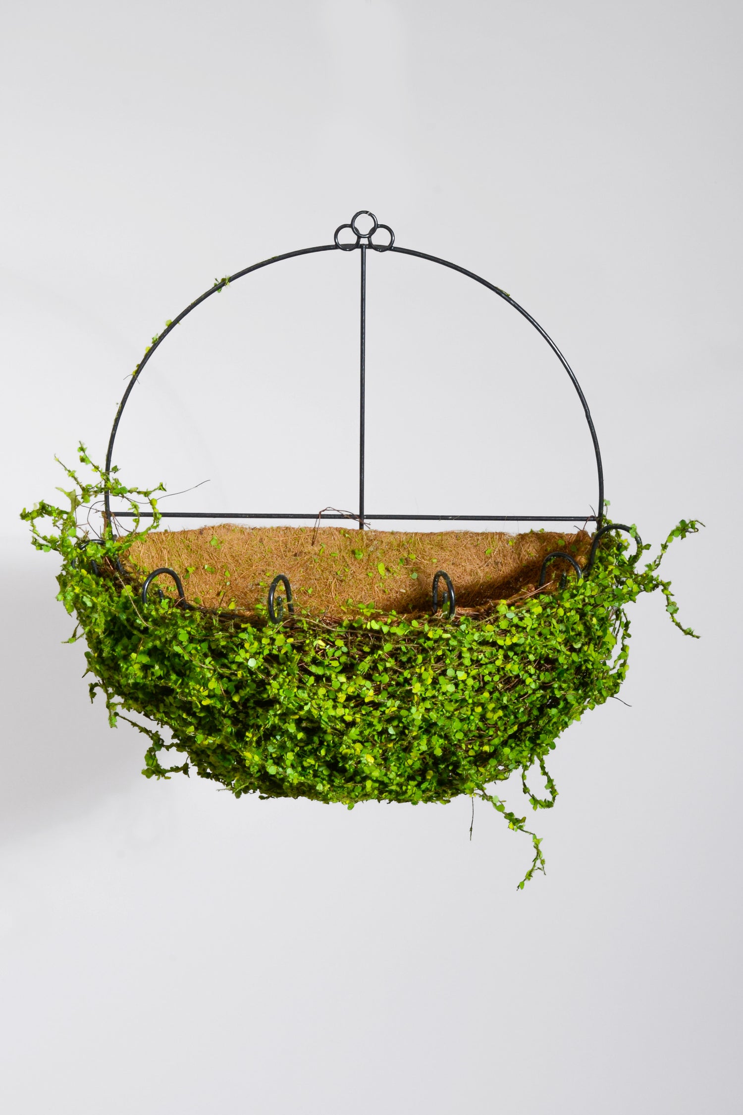 18" Metal Wall Basket W/Leaves Green