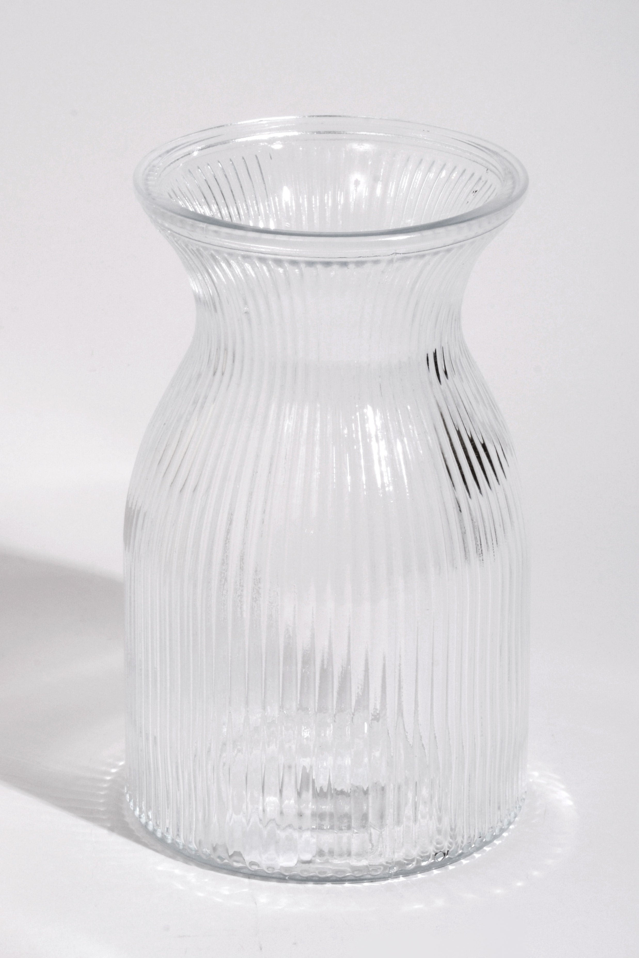 4" X 7.5" Glass Striped Vase Clear