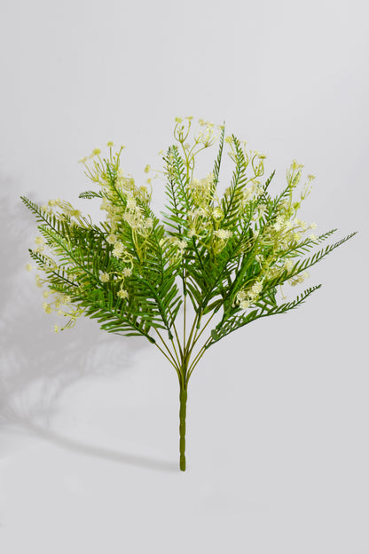 21" Plastic Gypso Fern Bush White