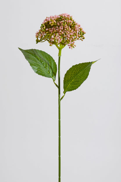 23" Plastic Hydrangea Leaf Stem Pink/Green
