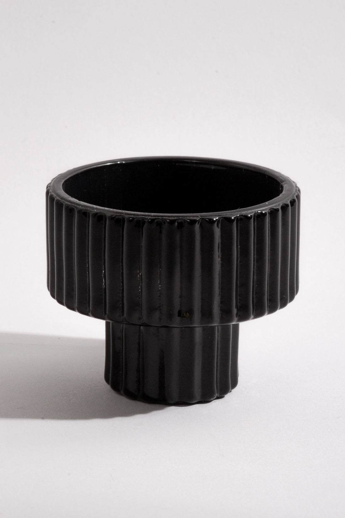 2" Reversible Glass Candle Holder Black