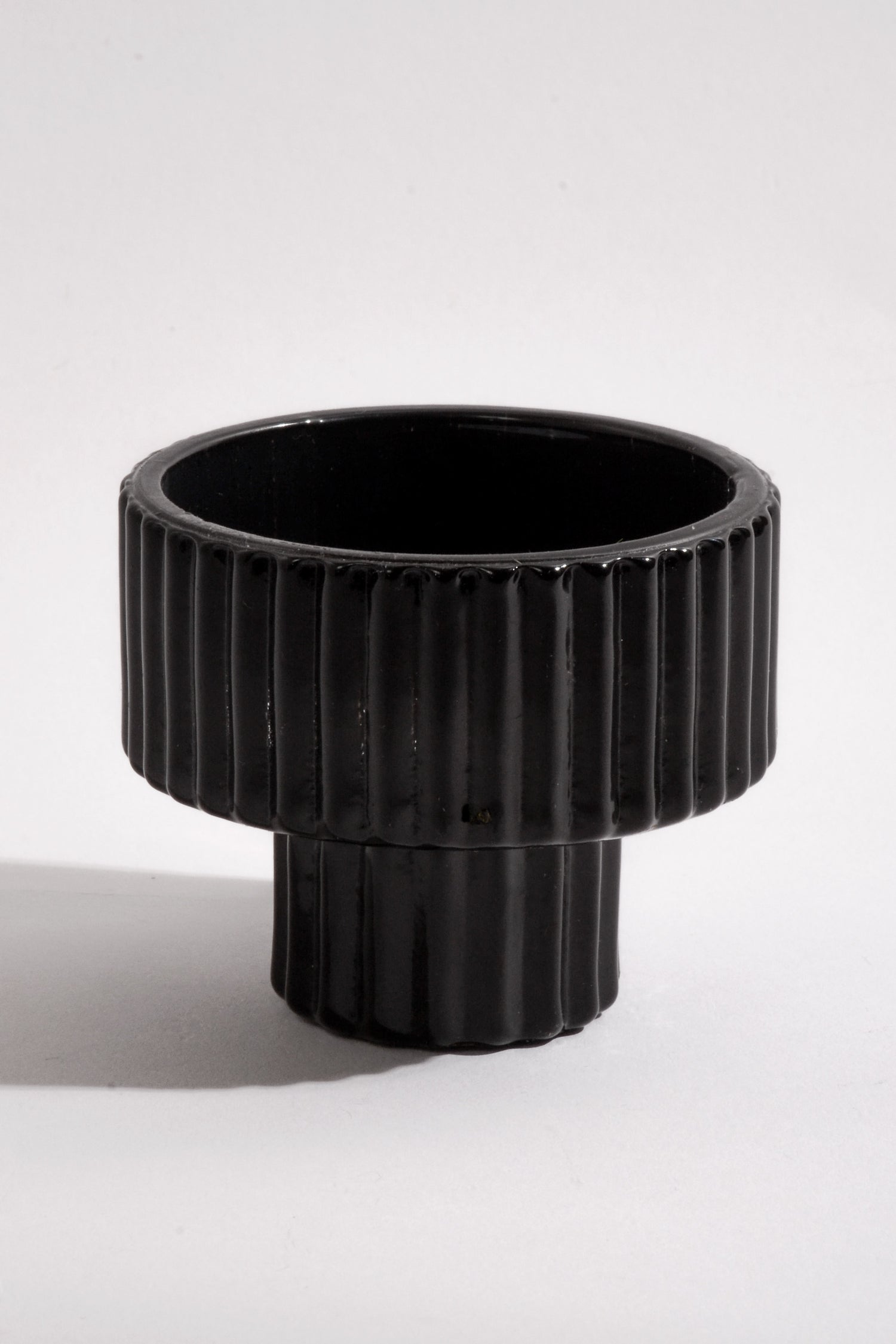 2" Reversible Glass Candle Holder Black