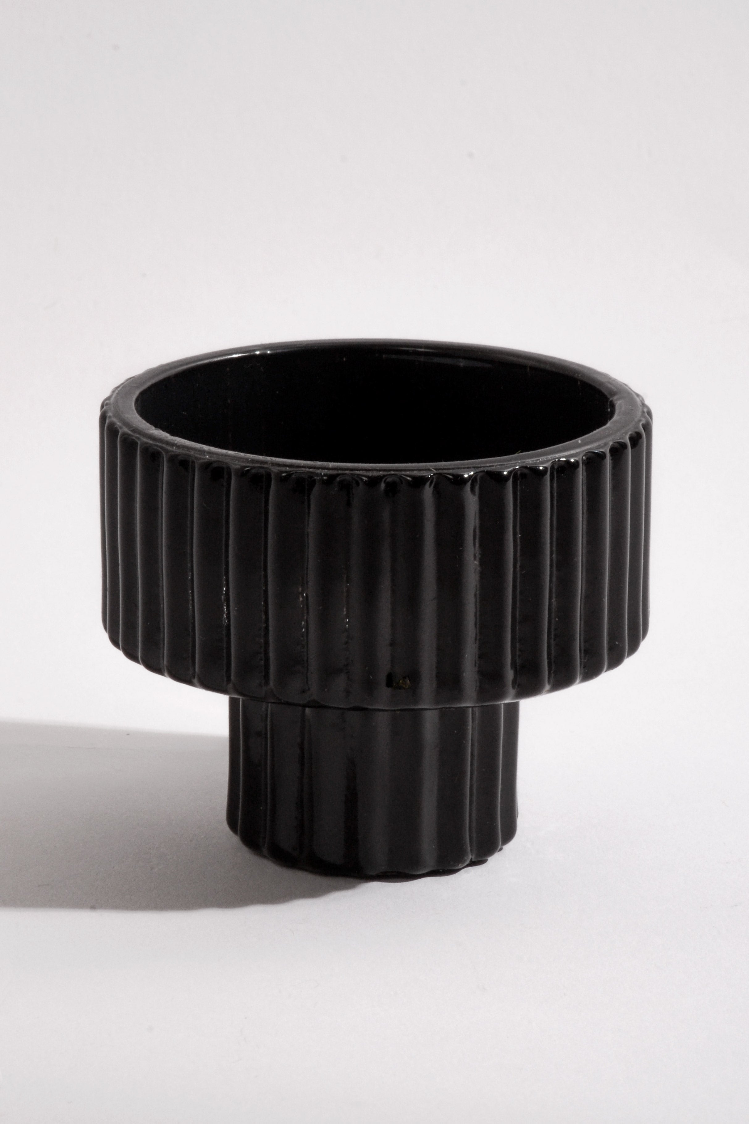 2" Reversible Glass Candle Holder Black