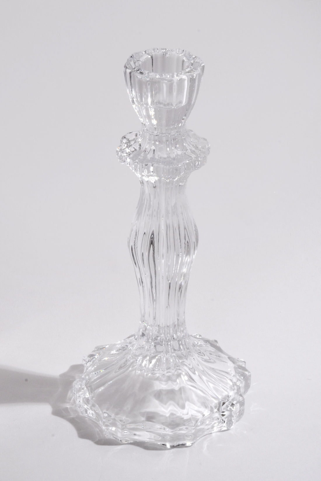 8" Glass Candle Holder Clear