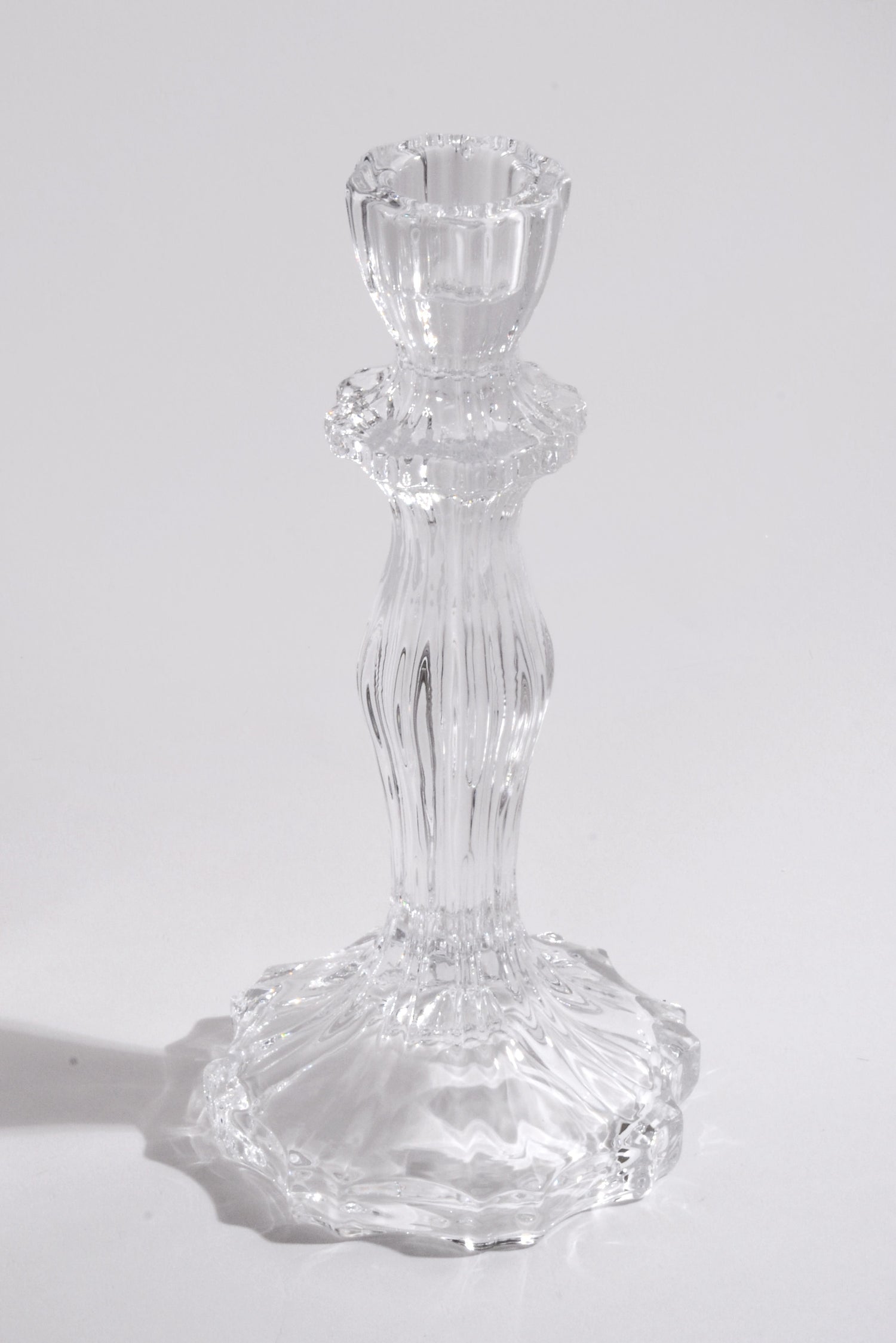8" Glass Candle Holder Clear