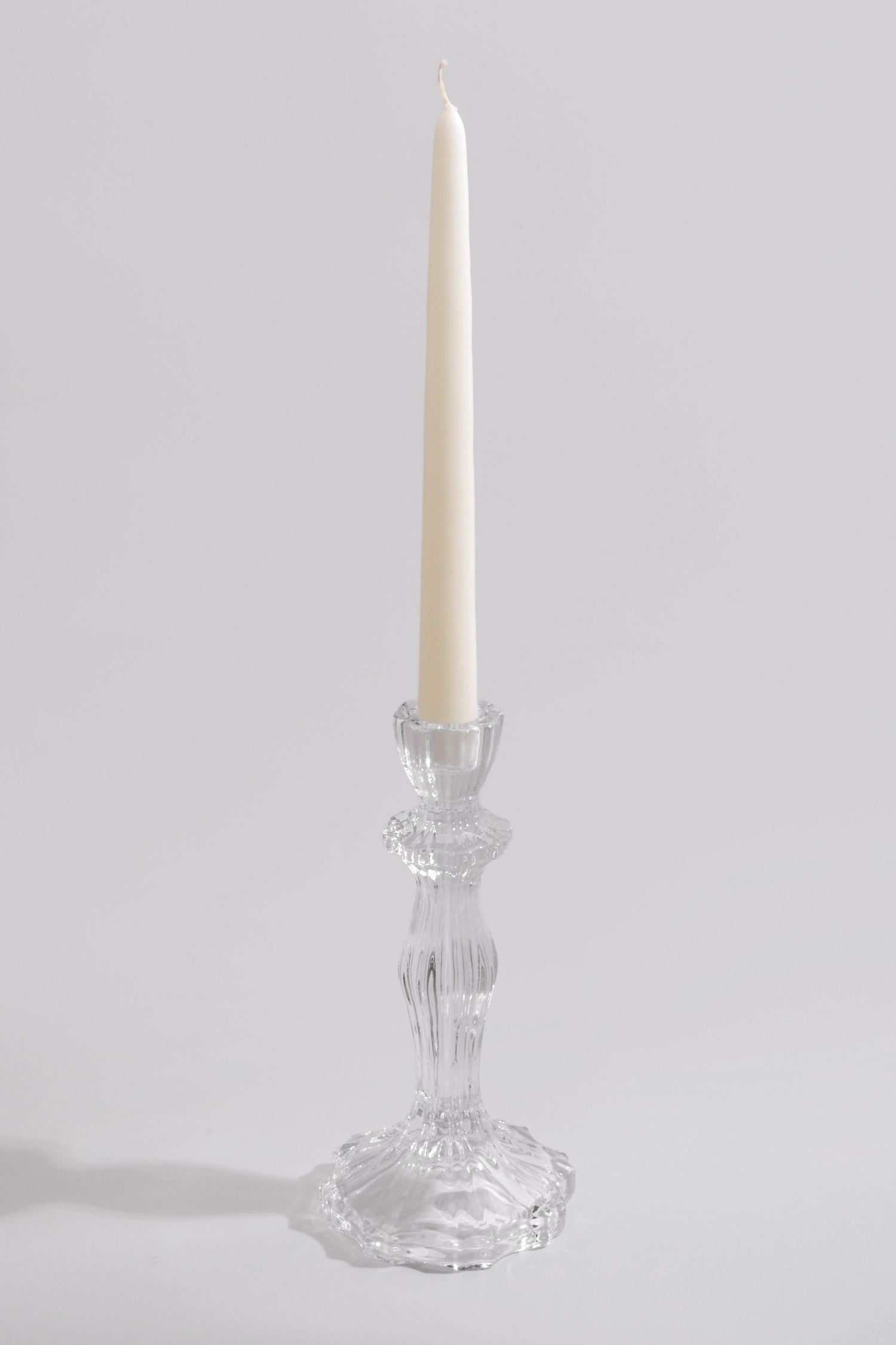 8" Glass Candle Holder Clear