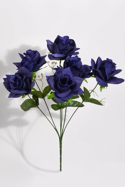16" Silk Printing Rose Bush Navy Blue