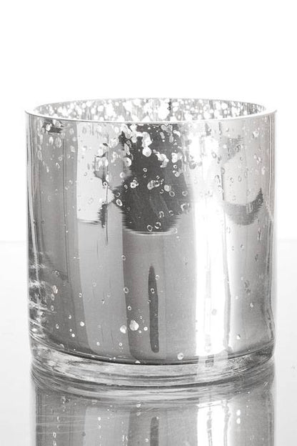 4&quot; X 4&quot; Mercury Glass Cylinder Vase Silver
