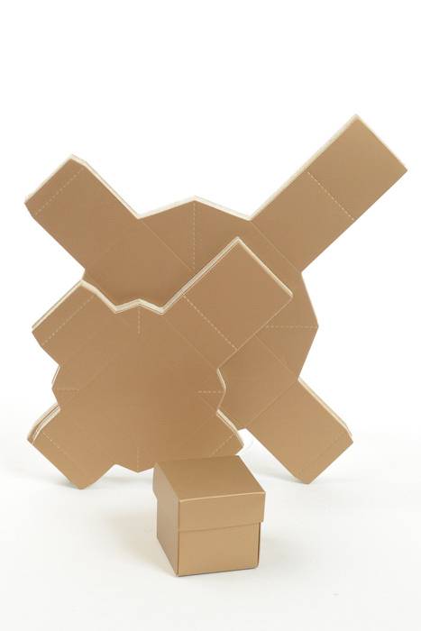 2" Cube Paper Gift Box W/lid Gold Pkg/24