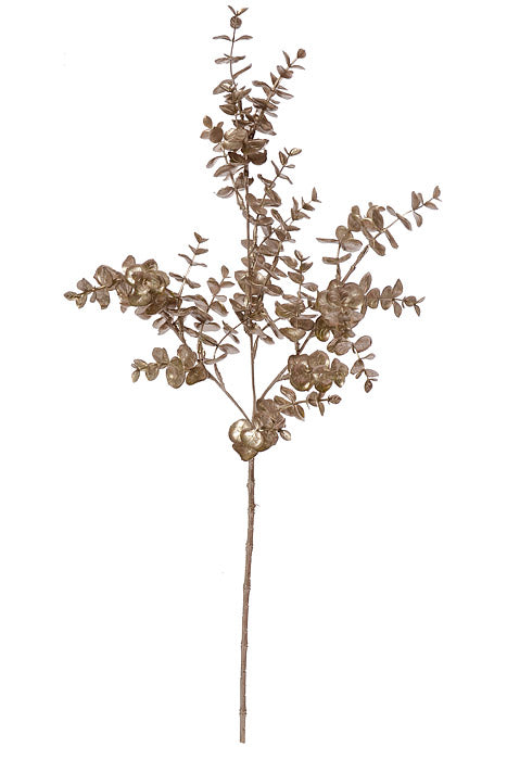 27" Glittered Eucalyptus Spray Champagne