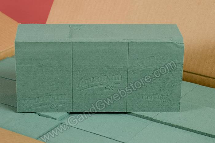 3" X 4" X 9" Aquafoam Instant Floral Foam Brick Green Cs/48