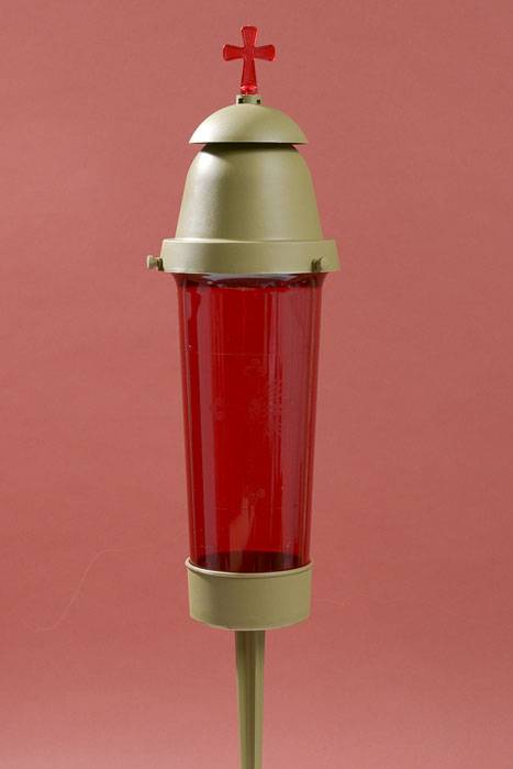 17" Plastic Cemetery Light Red/gold